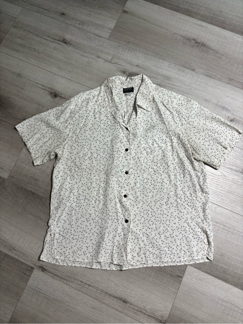 Esprit Collection Speckled Button Front Shirt Men’s M Retro Camp Collar